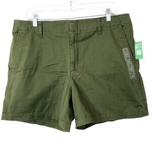 Gap NWT Women's Downtown Khaki Mid-Rise Olive Green Shorts w/Stretch Size 16